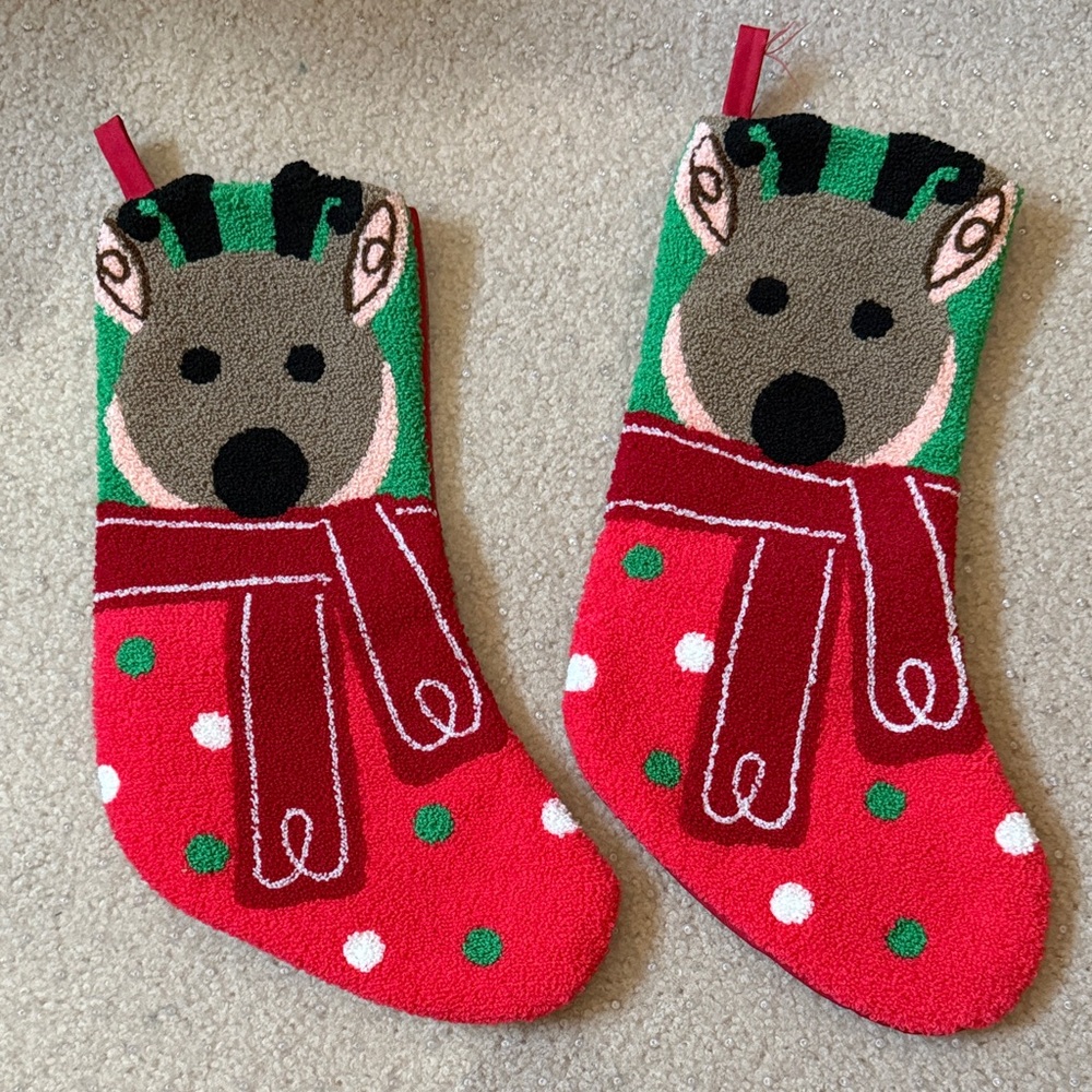 Ashland Red and Green Reindeer Stockings